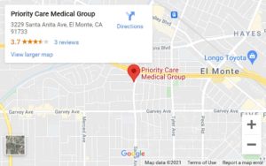 Map of Priority Care Medical Group in El Monte, CA