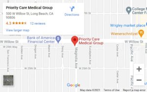 Map of Priority Care Medical Group in Long Beach, CA