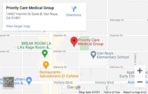 Map of Priority Care Medical Group in Van Nuys, CA
